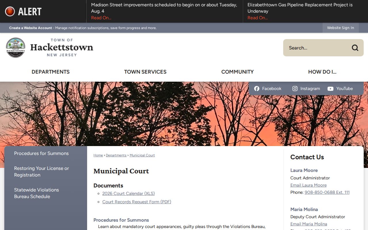 Hackettstown criminal history municipal court records