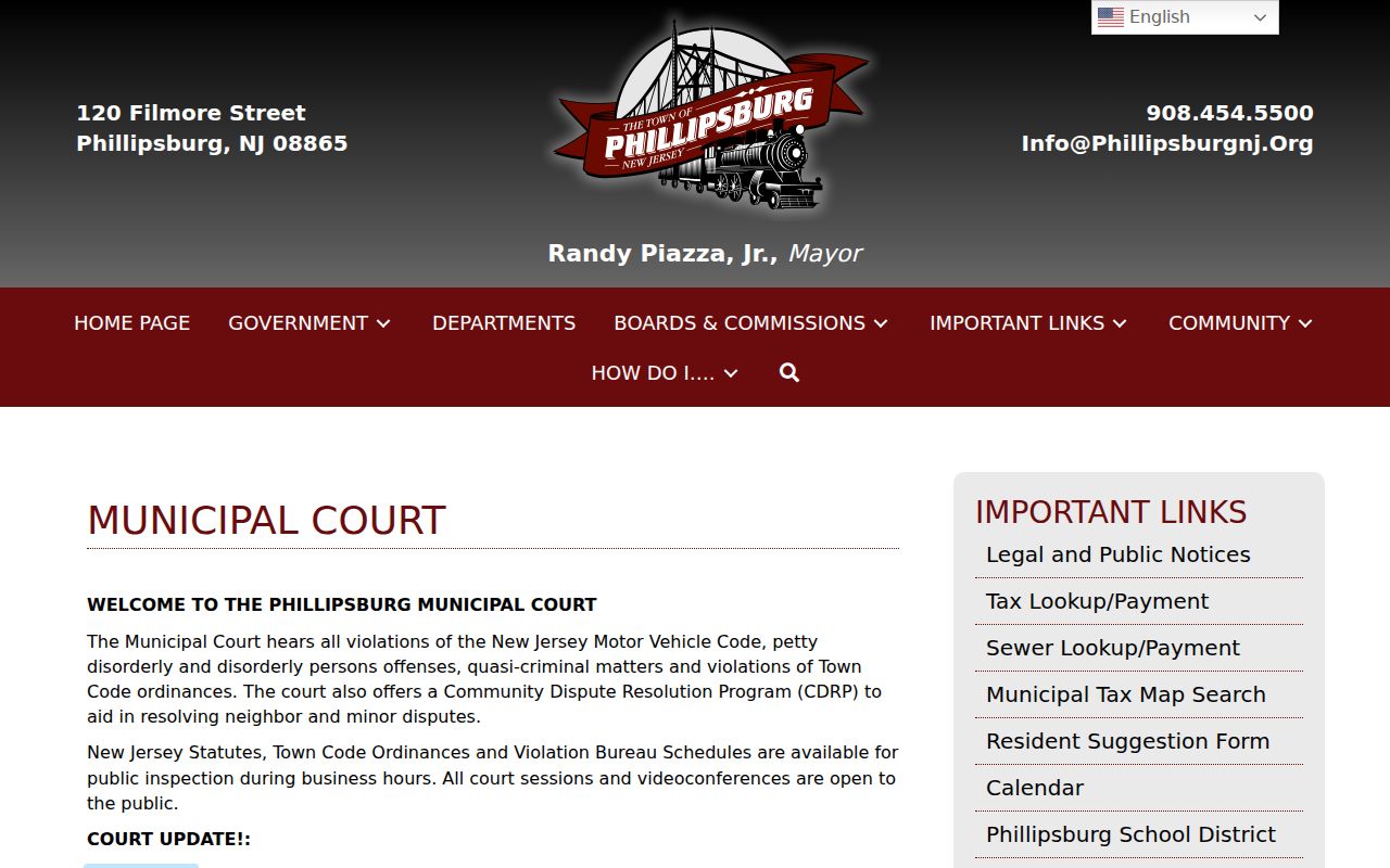 Phillipsburg criminal history municipal court records