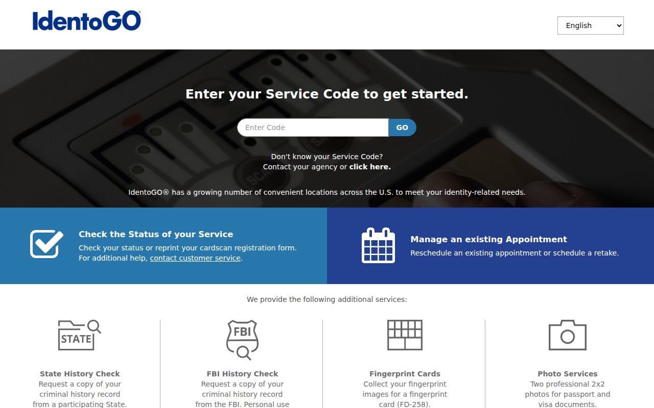 Warren County criminal history fingerprint enrollment through IdentoGO