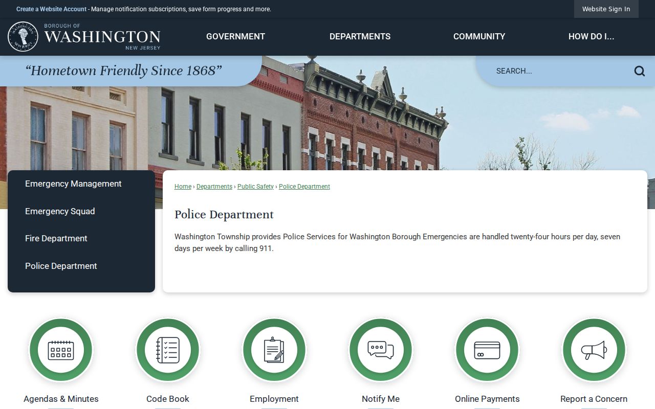 Washington Borough criminal records police service information